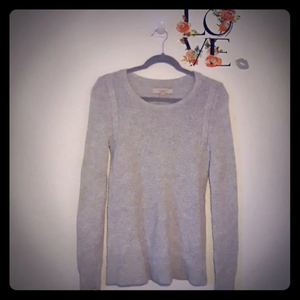 Loft Grey Knit Long Sleeve Sweater S